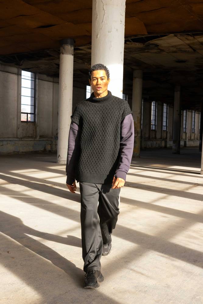 ELEVATA SPLICING LONG SLEEVE HIGHNECK KNITWEAR SWEATER