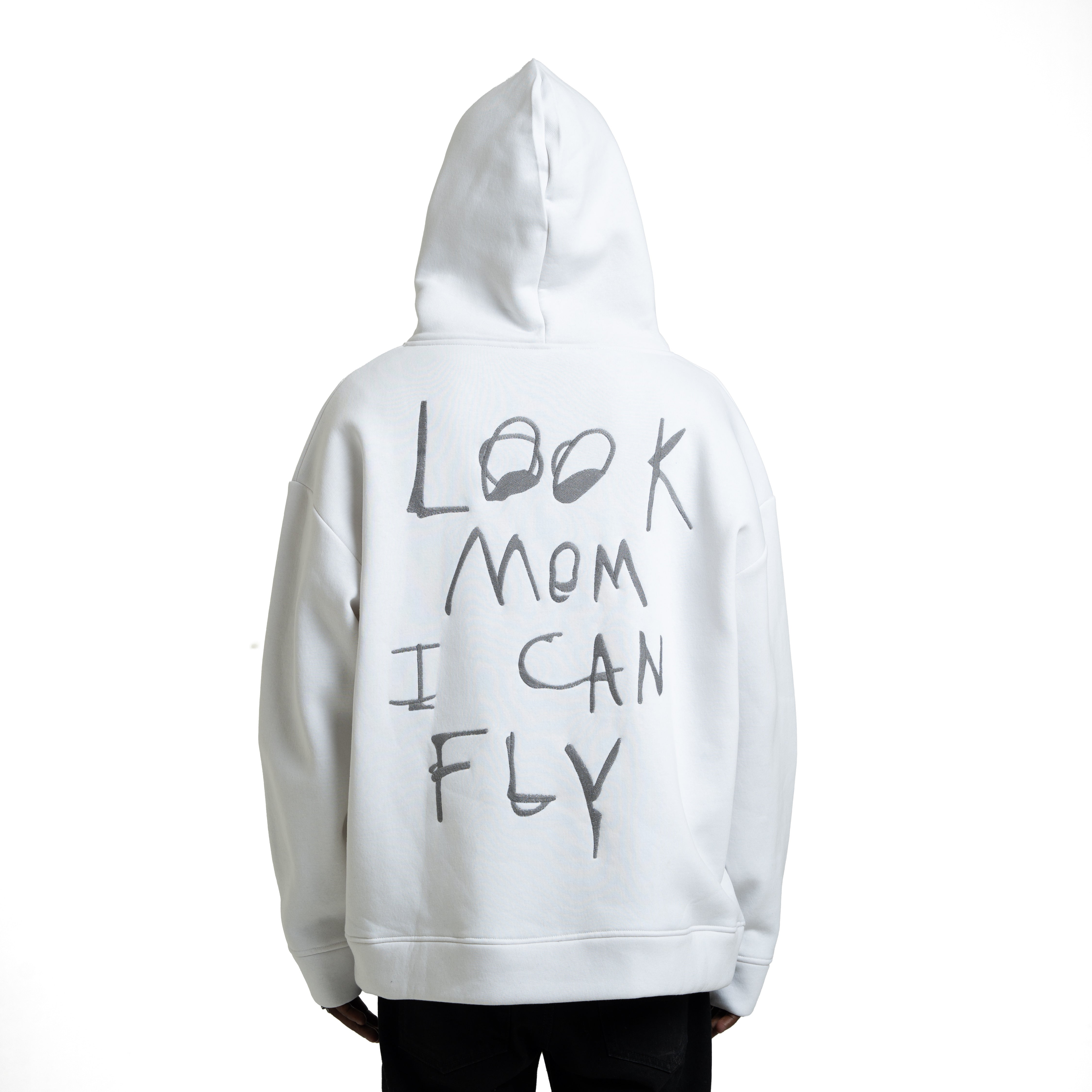 By Chance Look Mom I Can Fly White Hoodie